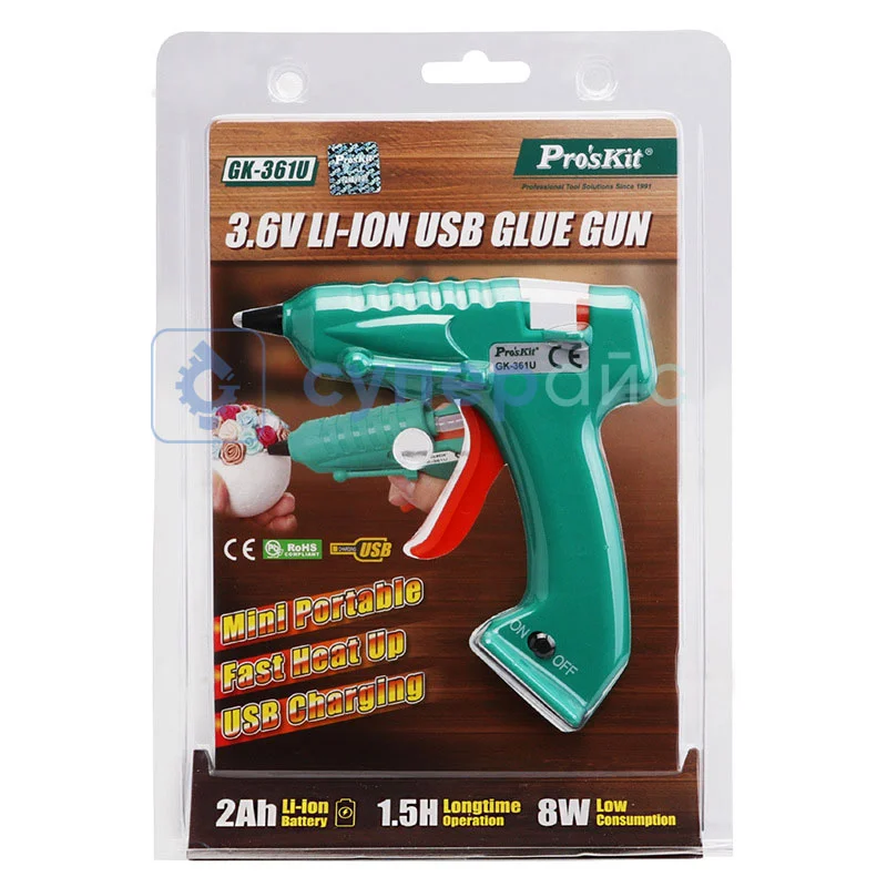 Аккумуляторный термоклеевой пистолет Pro'sKit GK-361U фото 2