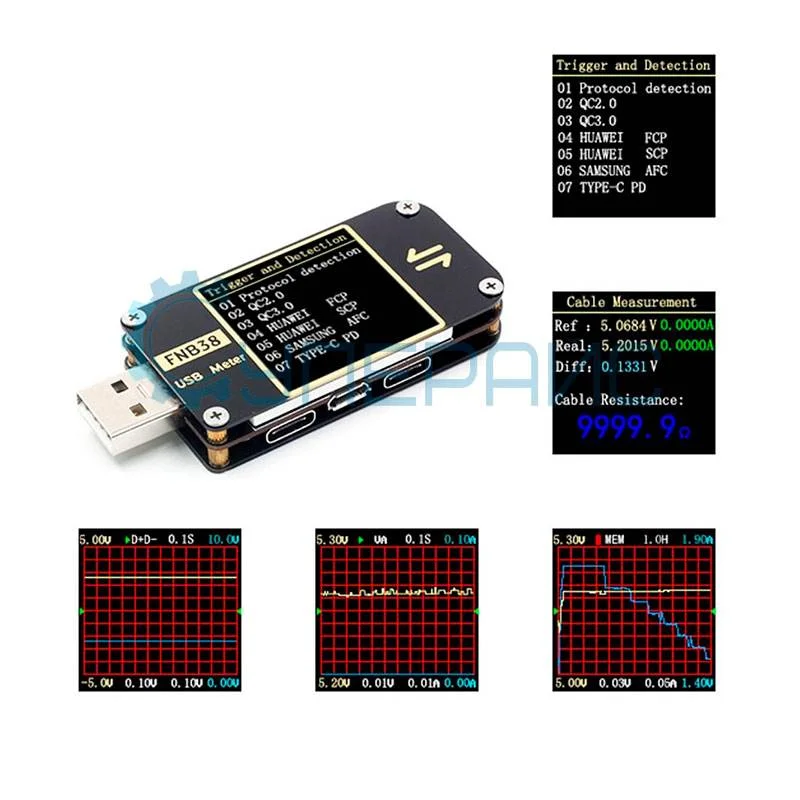 USB тестер тока и напряжения FNIRSI FNB38 фото 4