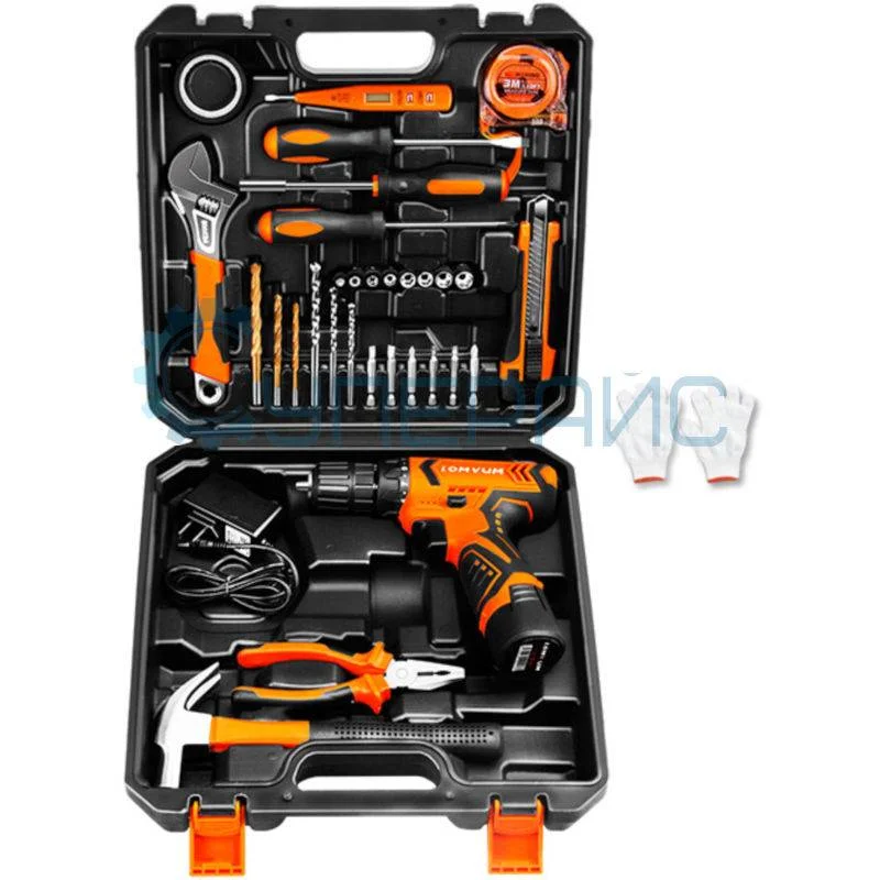Дрель-шуруповерт Lomvum LY1201 с набором инструментов и кейсом фото 1