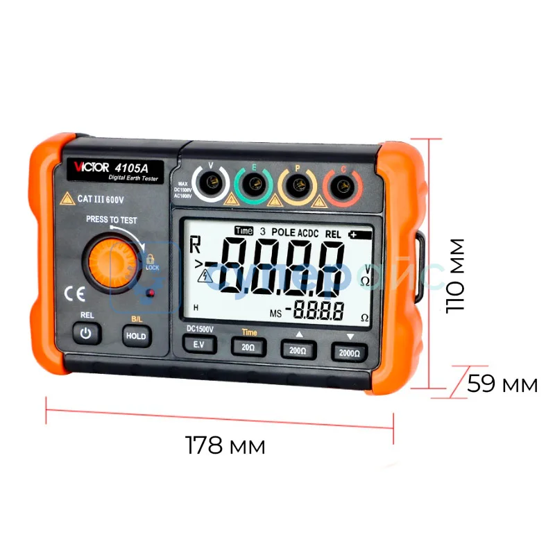 Цифровой измеритель сопротивления заземления VICTOR 4105A фото 3
