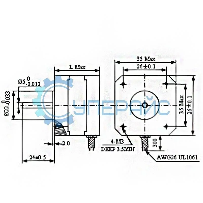Шаговый двигатель SUMTOR 35HS3408A4E (NEMA 14) фото 1