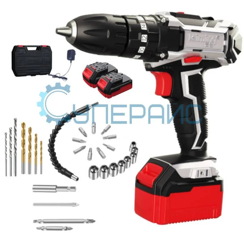 Дрель-шуруповерт Leiming DW02-10B с двумя аккумуляторами и кейсом фото 1