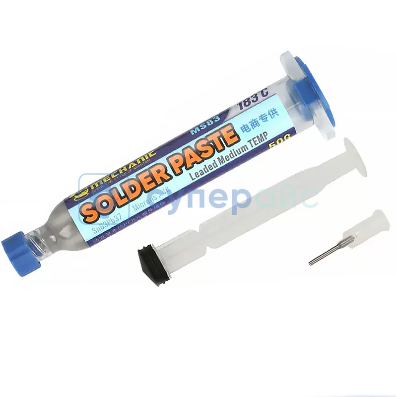 Паста для пайки SMD MECHANIC MS83 (50 г, в шприце) фото 1