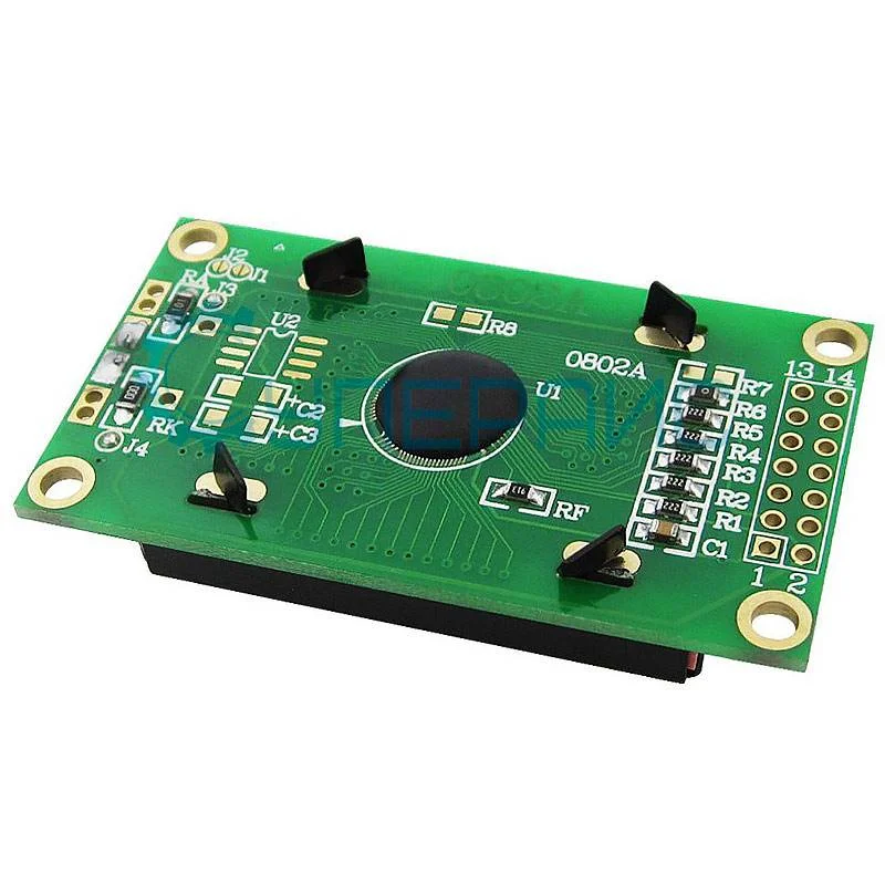 Символьный LCD дисплей 0802 8x2 с желтой подсветкой фото 2