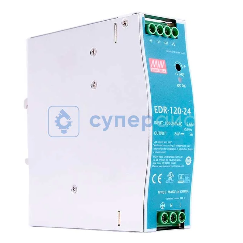 Блок питания на ДИН-рейку MEAN WELL EDR-120-24 фото 1