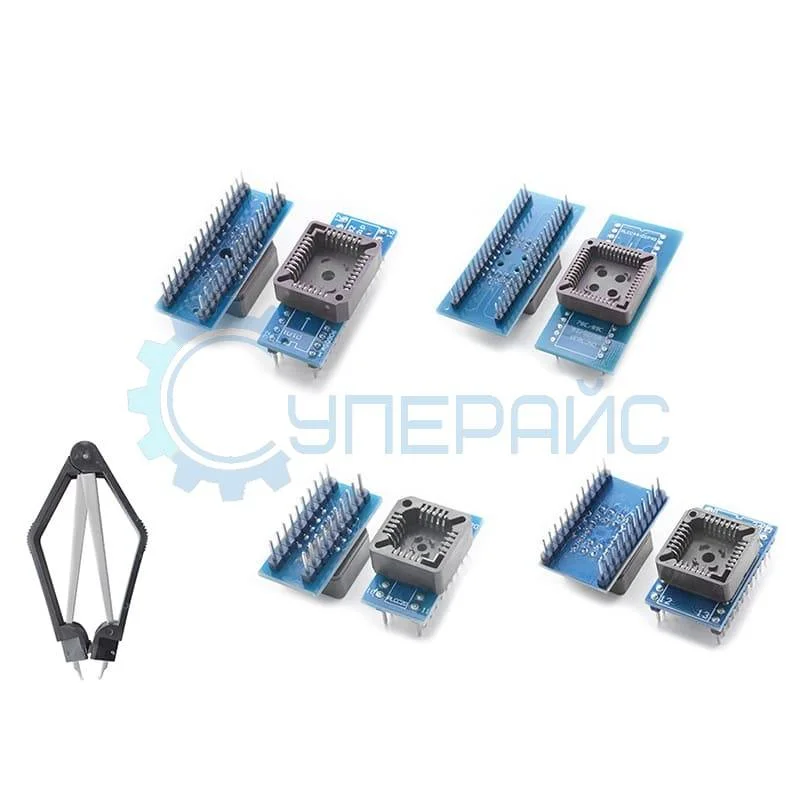 Адаптеры PLCC панельки для микросхем (набор 5 в 1) фото 1