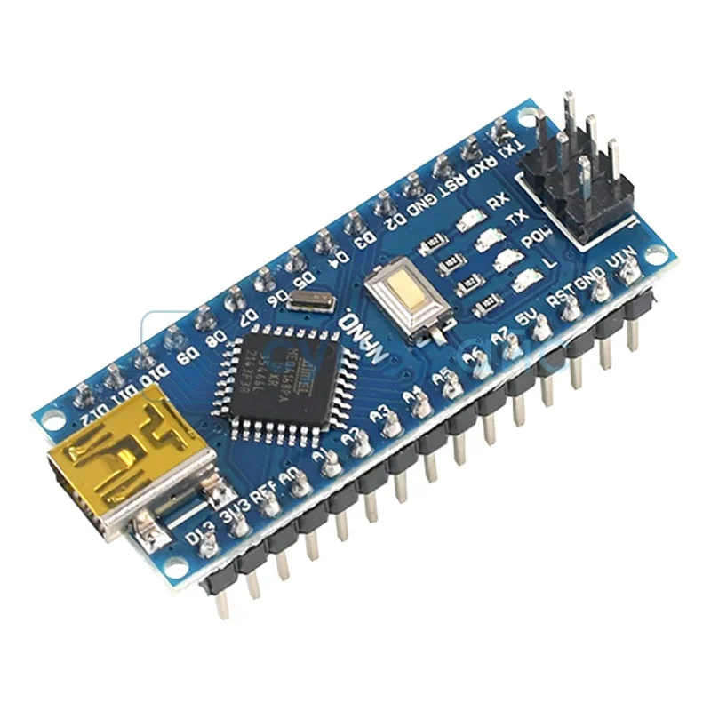 Ардуино-совместимый контроллер Nano (ATMEGA168P-AU) с припаянными разъёмами фото 1