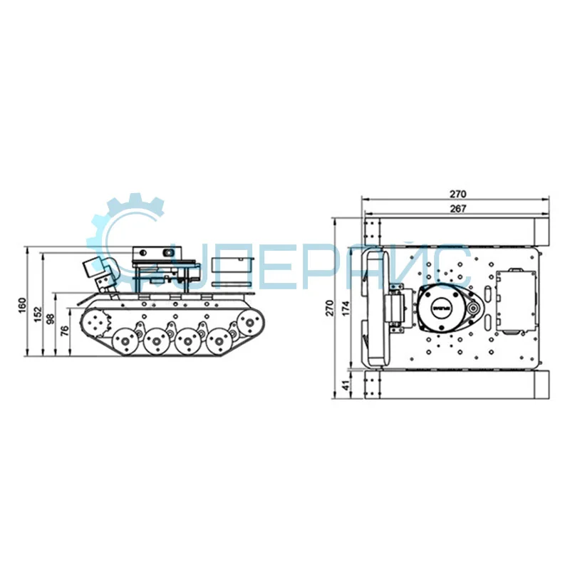Гусеничный робот WHEELTEC Tracked vehicle ROS с сенсорным экраном фото 1