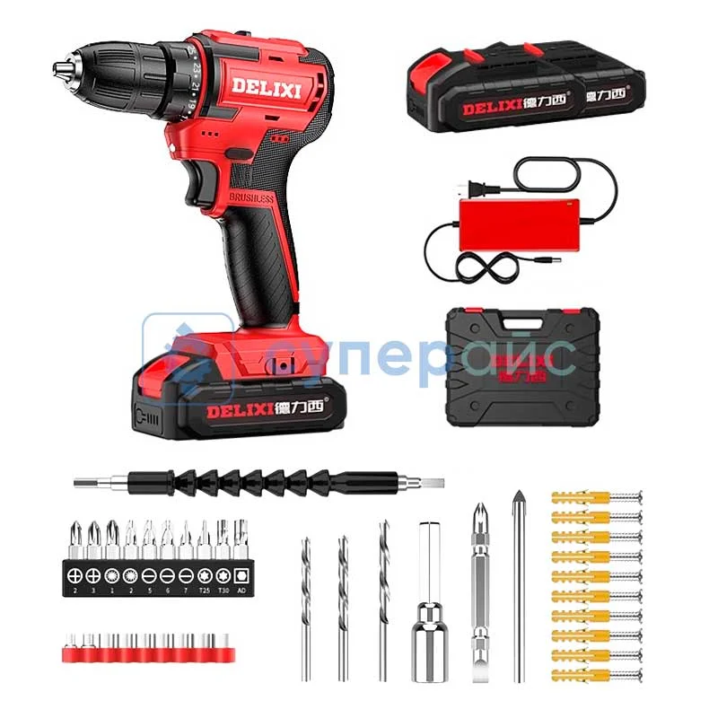 Дрель-шуруповерт DELIXI DLX-FDR1227 с двумя аккумуляторами фото 1