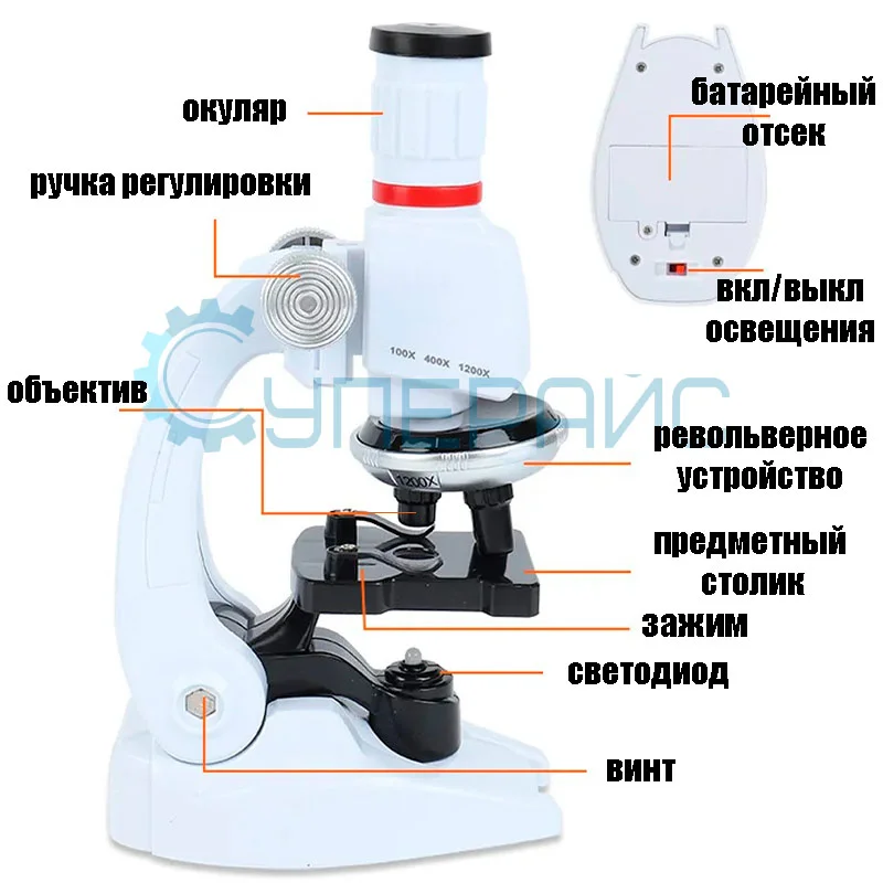 Детский микроскоп 1200X с адаптером для смартфона фото 7