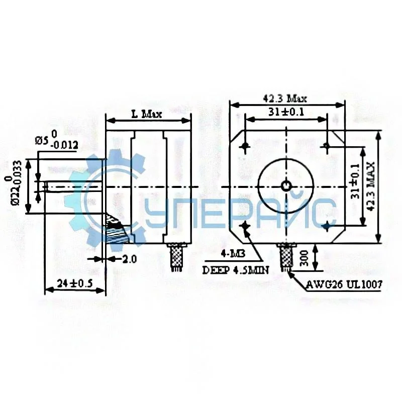 Шаговый двигатель SUMTOR 42HS3404A4 (NEMA 17) фото 3