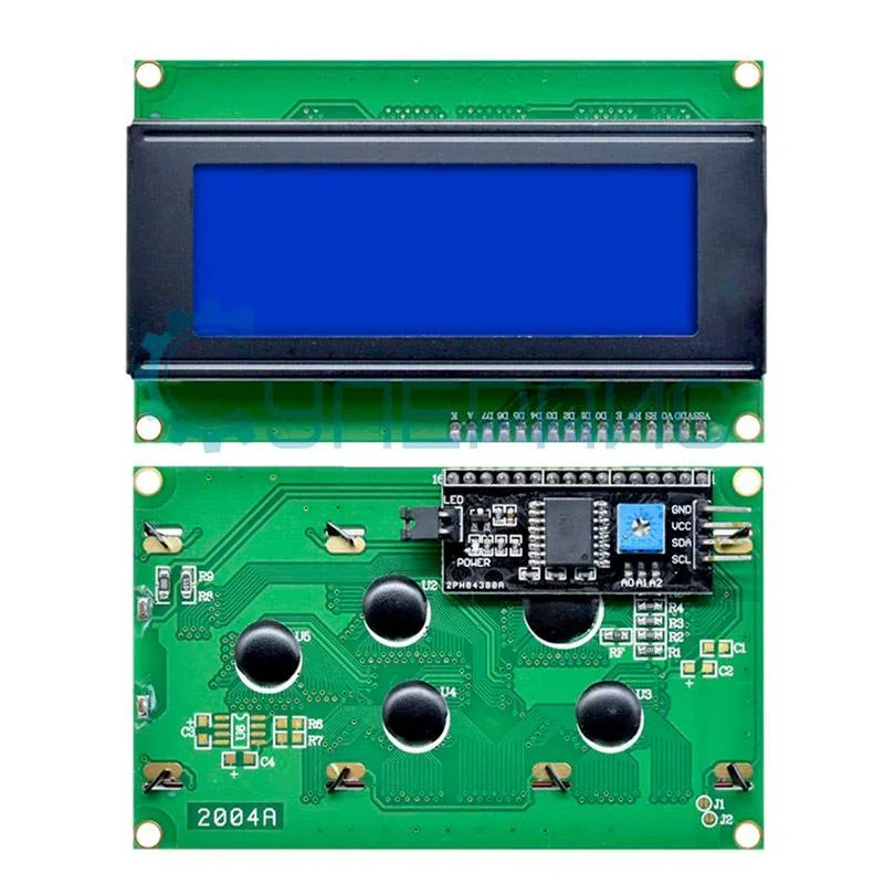 LCD дисплей 2004A 20x4 с I2C переходником, синяя подсветка фото 2