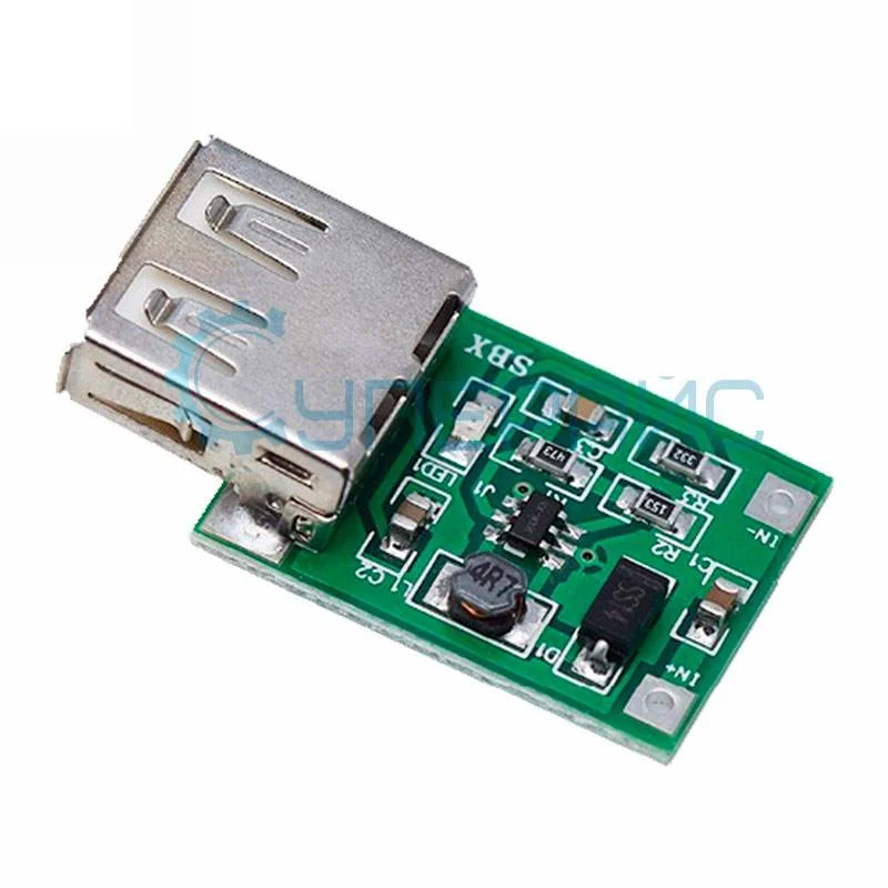 Повышающий USB конвертер 600 мА (зеленая плата) фото 3