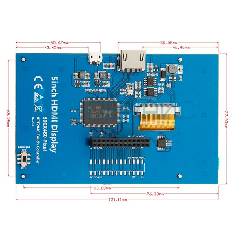 5-дюймовый дисплей с адаптером (micro HDMI-HDMI) для Raspberry Pi 4 фото 11