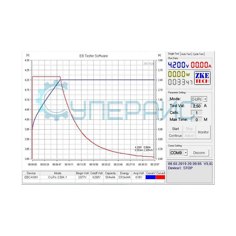 Тестер аккумуляторов ZKETECH EBC-A10H фото 8