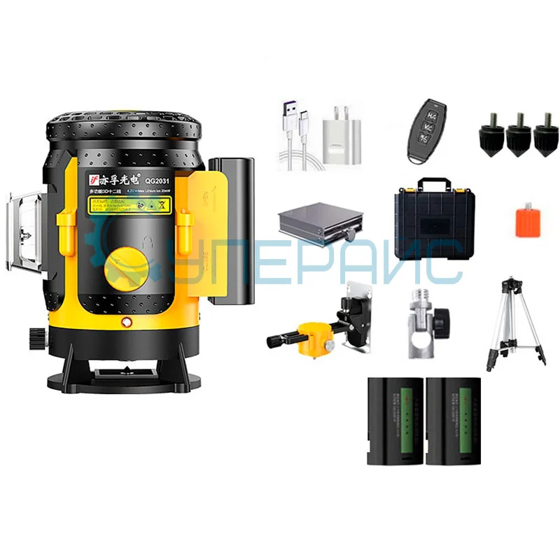 Двенадцатилучевой нивелир QG2031 (зелёный лазер) со штативом фото 8