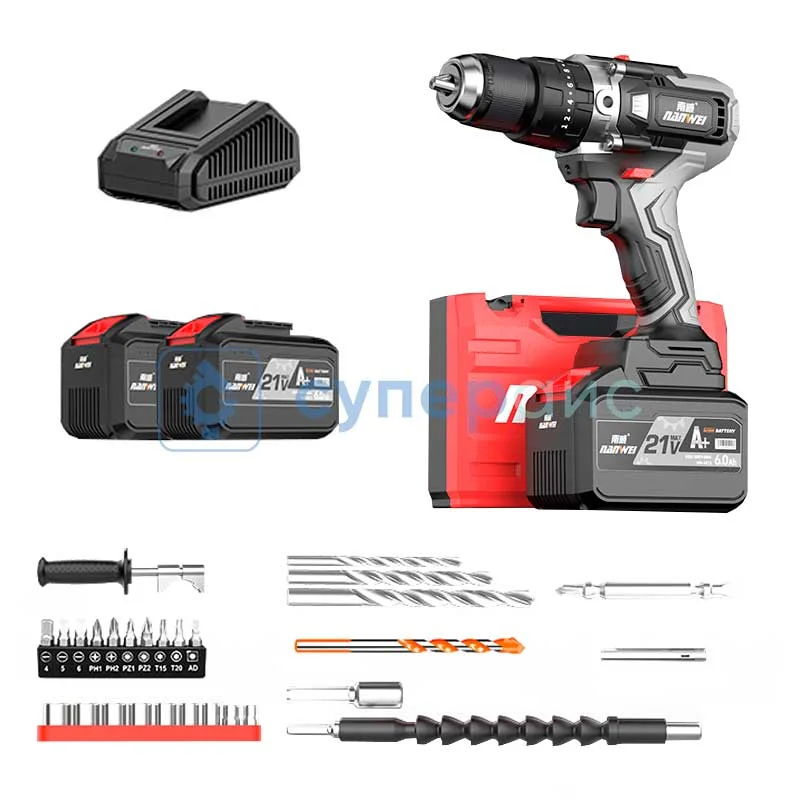 Ударный шуруповерт NANWEI NW-DZ (200 Н*м, 6 А*ч) фото 1