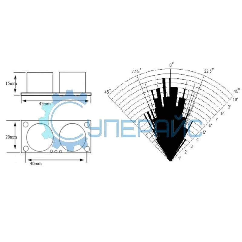 Ультразвуковой дальномер HC-SR04 фото 2