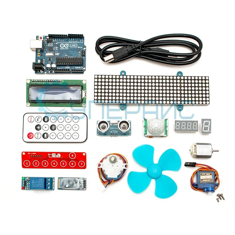 Набор UNO R3 Starter Kit с Bluetooth модулем ZS-040 и контроллером, совместимым со средой Arduino, и 16 уроками в среде Scra