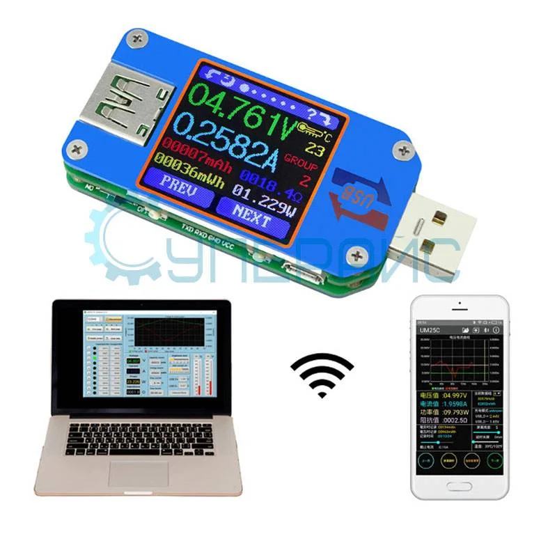 Многофункциональный USB-тестер Ruideng UM25C c Bluetooth модулем фото 3