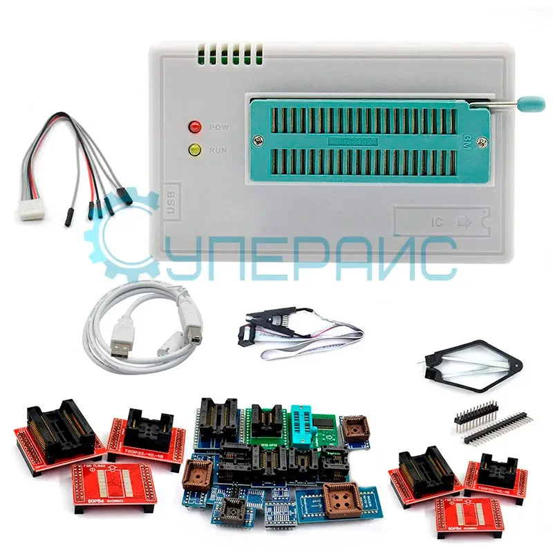 Программатор микросхем MiniPro TL866II Plus (22 адаптера) фото 11