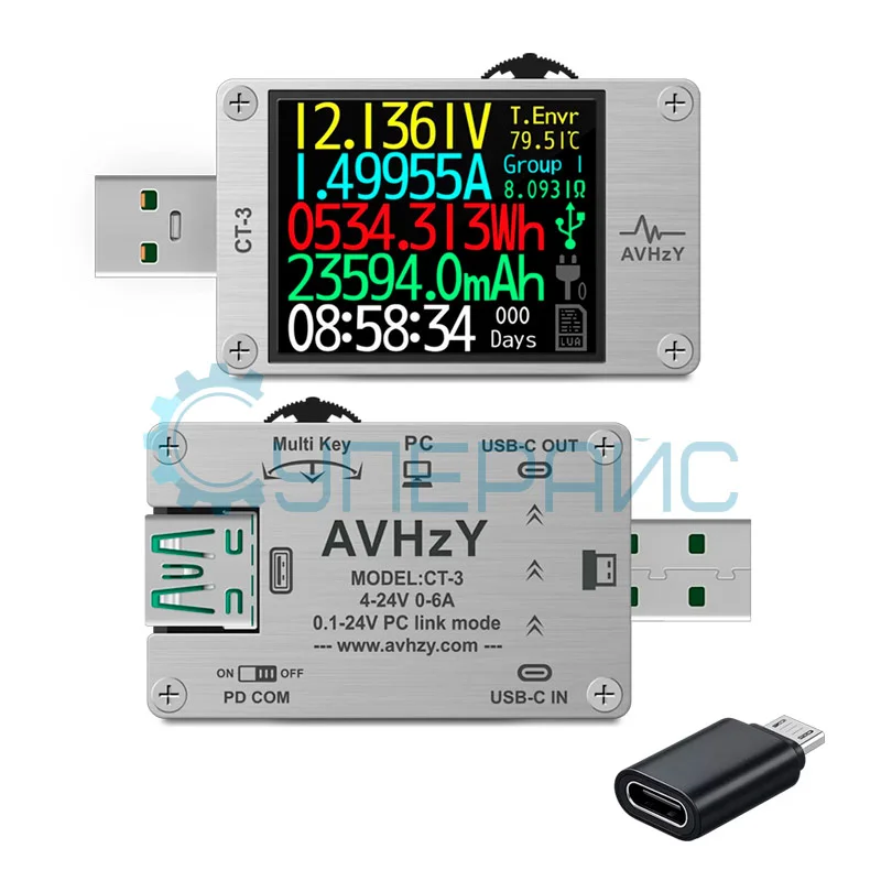 USB тестер тока и напряжения AVHzY CT-3 фото 1