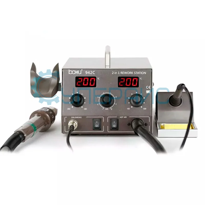 Термовоздушная паяльная станция Baku BA-942C 2 в 1 с паяльником, 1000 Вт фото 1