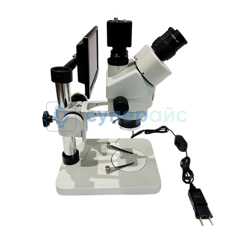 Тринокулярный оптический микроскоп Crystallite ST-7045 с дисплеем фото 3