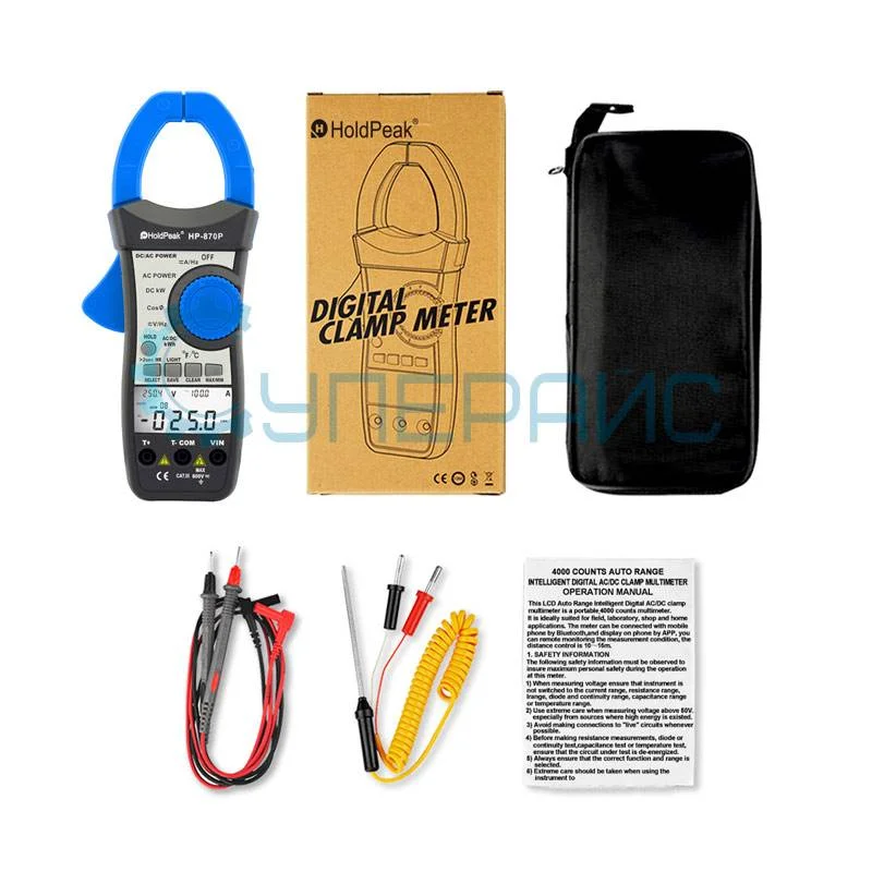 Токовые клещи-ваттметр AC/DC HoldPeak HP-870P фото 3