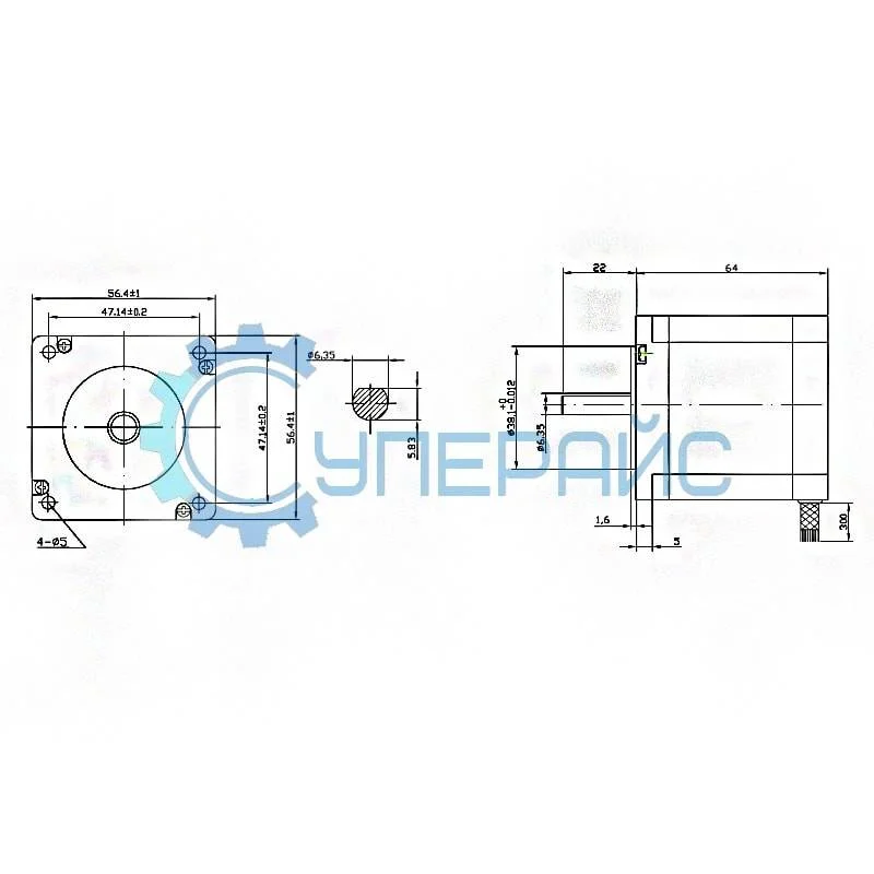 Шаговый двигатель SUMTOR 57HS6425A4 (NEMA 23) фото 3