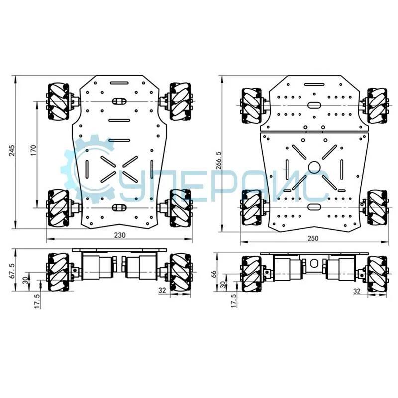 Алюминиевое шасси WHEELTEC 60 мм (без подвески) фото 6
