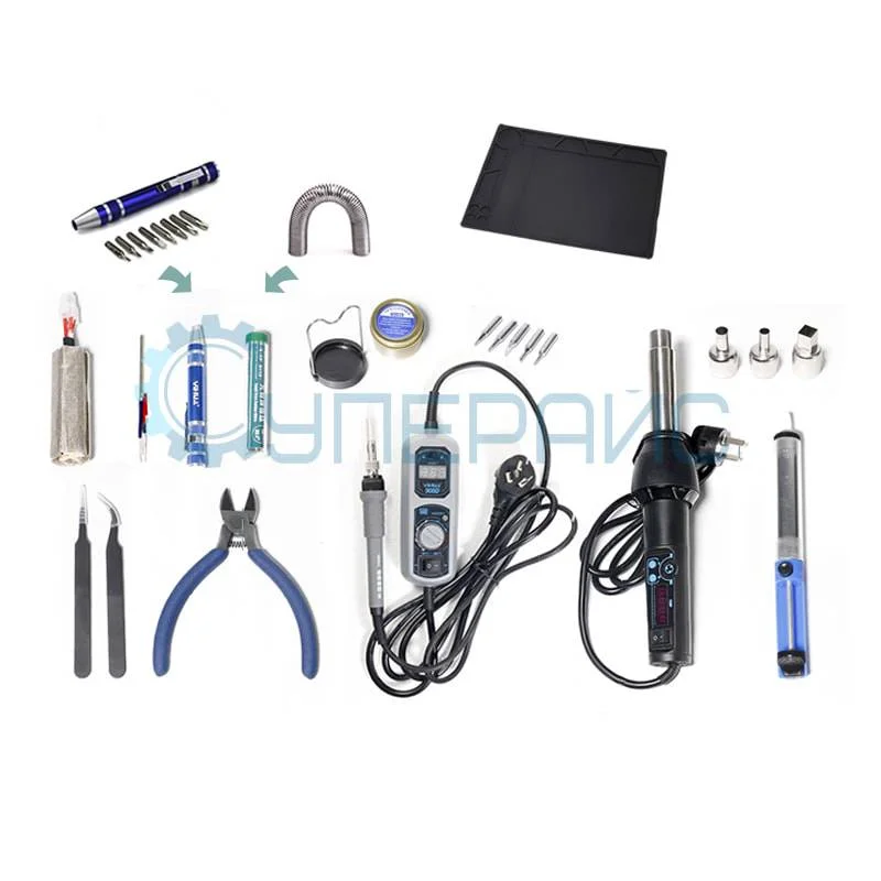 Набор для пайки YIHUA 27 в 1 (паяльник, фен, расходные материалы и ручной инструмент) фото 3