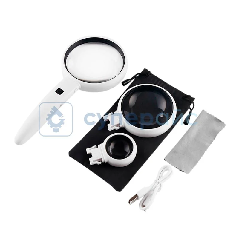 Лупа с LED подсветкой с тремя сменными линзами фото 3