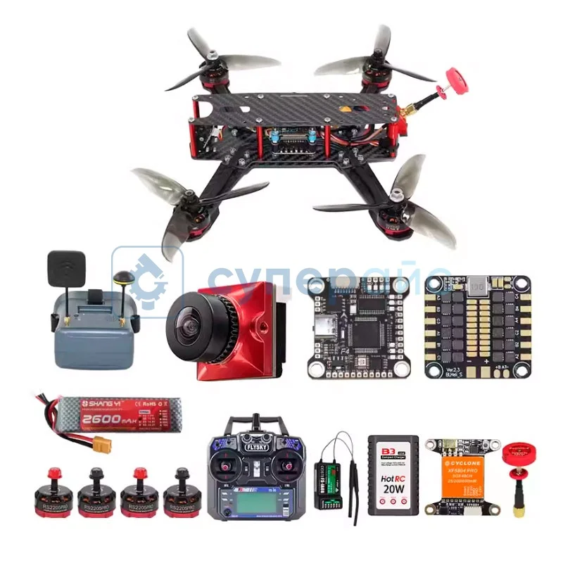 FPV дрон с камерой, рамой QAV250 и аппаратурой радиоуправления FlySky FS-I6 фото 1