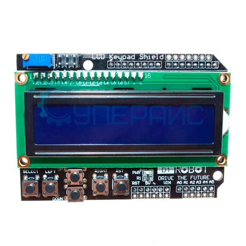 ЖК дисплей LCD1602 с клавиатурой синяя подсветка фото 1