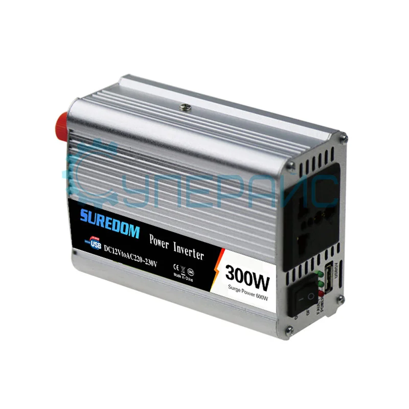 Автопреобразователь напряжения SUREDOM YSCZ-300W, 12В-220В, 300 Вт фото 2