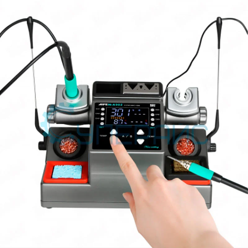 Двухканальная паяльная станция AIFEN A902 с тремя паяльниками фото 2