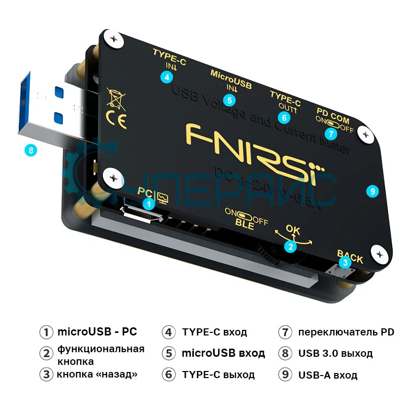 USB тестер напряжения и тока FNIRSI FNB48S фото 2