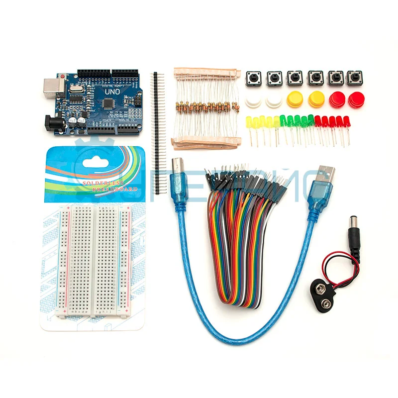 Стартовый набор Starter Kit Basic с контроллером UNO R3, совместимым со средой Arduino, и 3 уроками фото 2