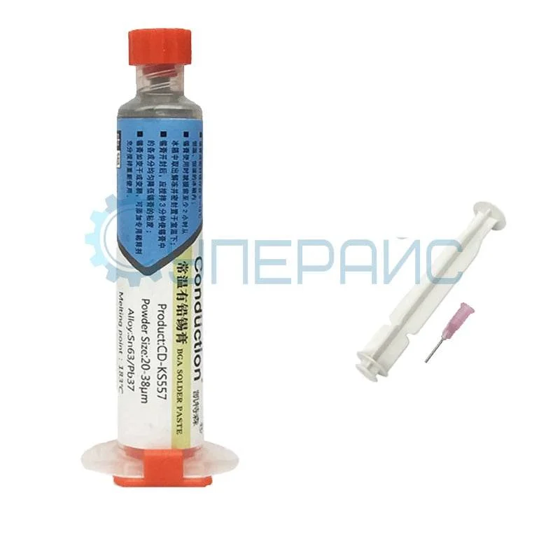 Паста для пайки SMD компонентов Conduction CD-KS557 (35 г, в шприце) фото 2