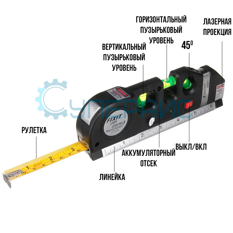 Двухлучевой уровень Laser LevelPro3 с магнитным основанием на штативе фото 9