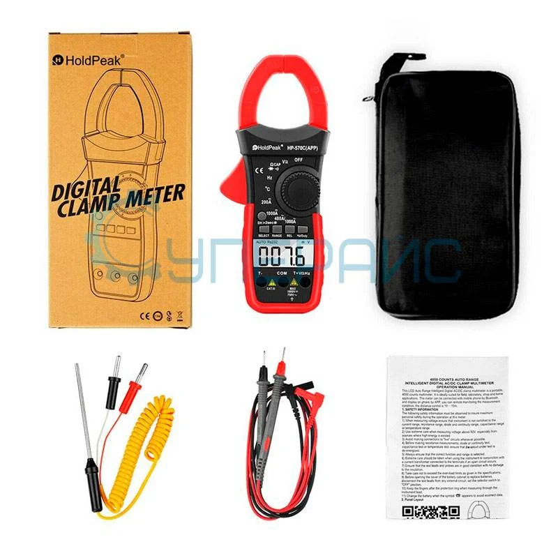 Цифровые токоизмерительные клещи AC/DC HoldPeak HP-570C-APP фото 5