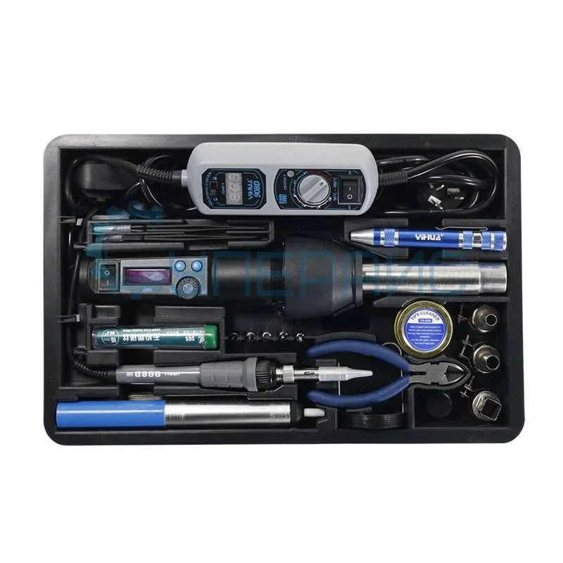 Набор для пайки YIHUA 27 в 1 (паяльник, фен, расходные материалы и ручной инструмент) фото 2