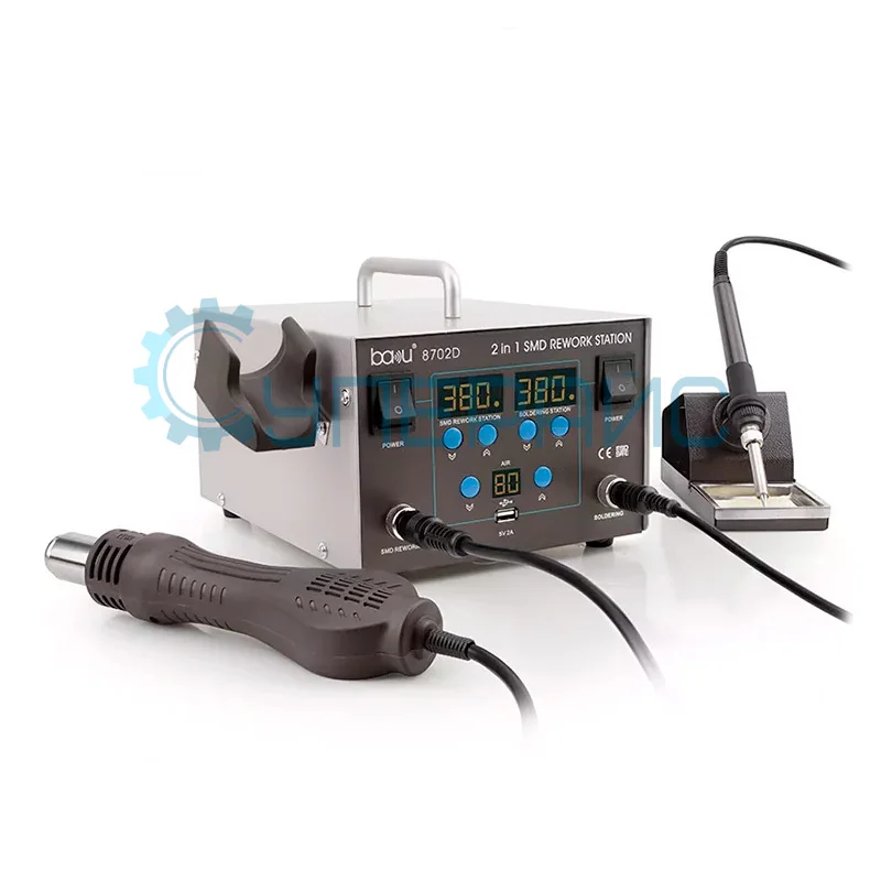 Паяльная станция Baku BA-8702D 2 в 1 с паяльником и феном, 700 Вт фото 1