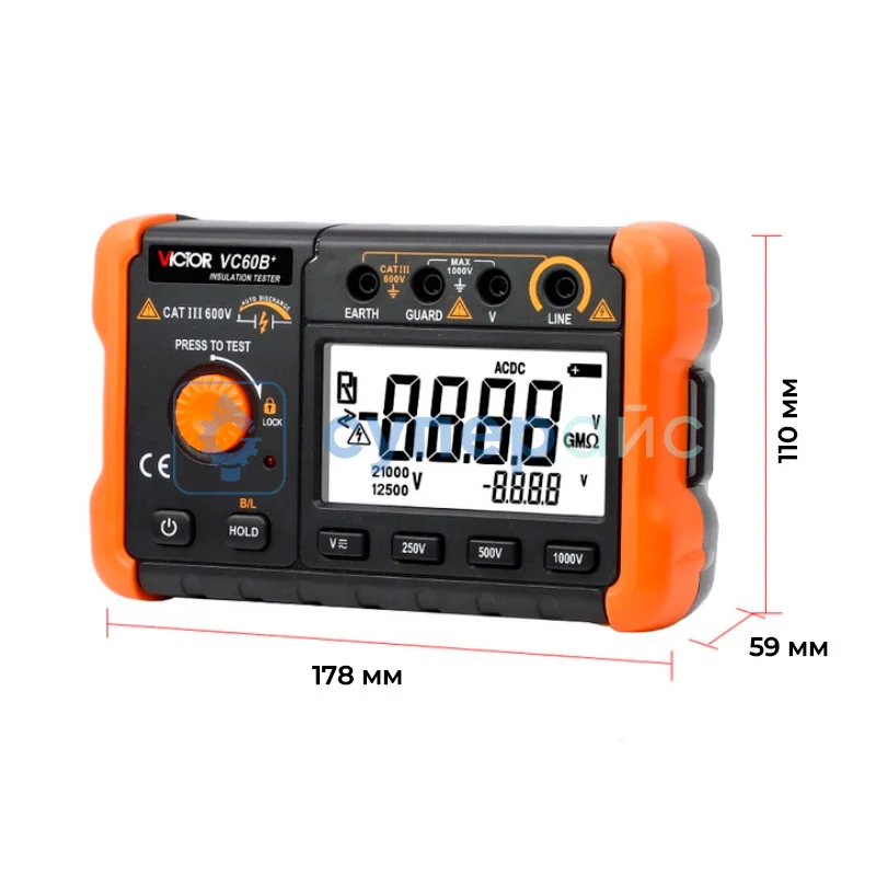 Прибор для измерения сопротивления изоляции VICTOR VC60B+ фото 3