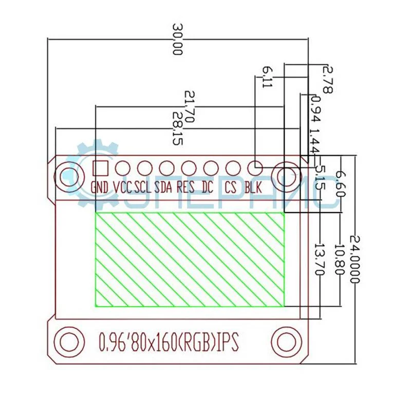 TFT ЖК дисплей 80х160 0.96 дюйма фото 4