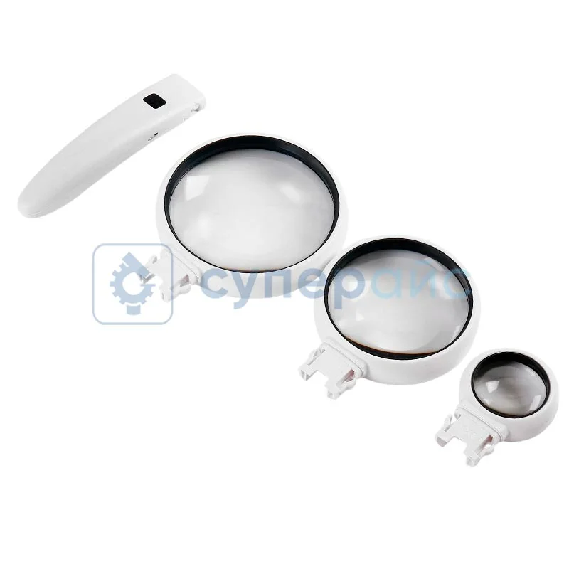 Лупа с LED подсветкой с тремя сменными линзами фото 2