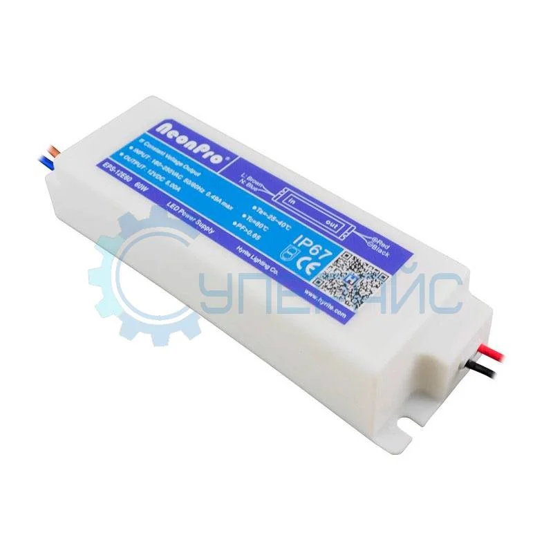 Влагозащищенный блок питания NeonPro EPS-12E60 (12 В, 5 А, 60 Вт) фото 1
