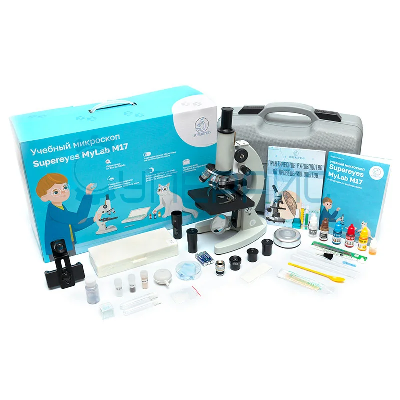 Школьный монокулярный микроскоп Supereyes MyLab M17 с расширенным набором для опытов и 50 микропрепаратами фото 5