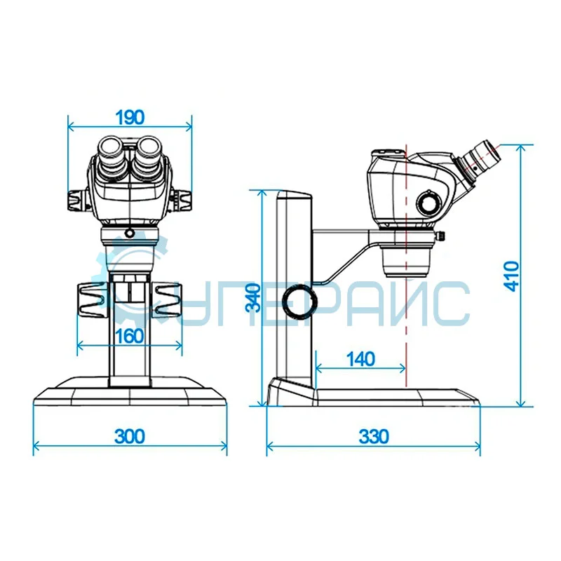 Бинокулярный стереомикроскоп Opto-Edu A23.2604-BL с зумом фото 3
